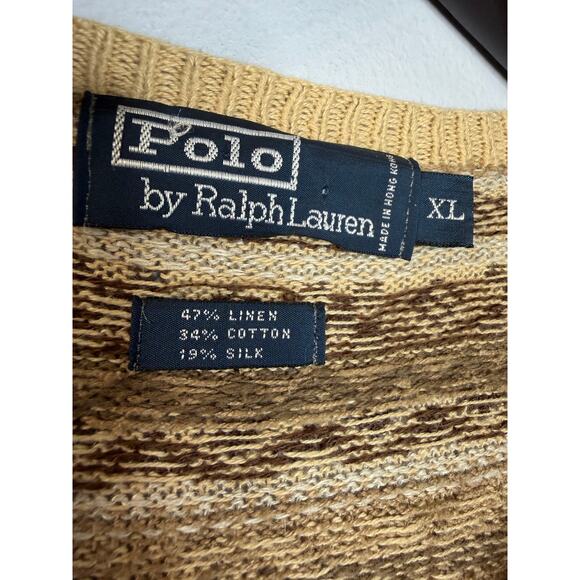 Polo Ralph Lauren Vintage 90’s Men’s Fair Isle Linen Silk Cotton Sweater Sz XL - Picture 6 of 13